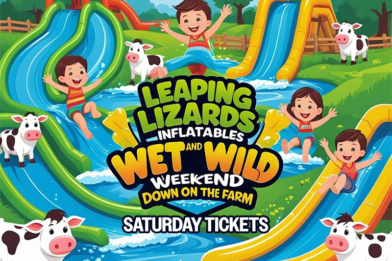 Leaping Lizards Inflatables presents Wet and Wild Weekend Down on the Farm! - July 19, 2025, 11am-7pm SATURDAY TICKETS